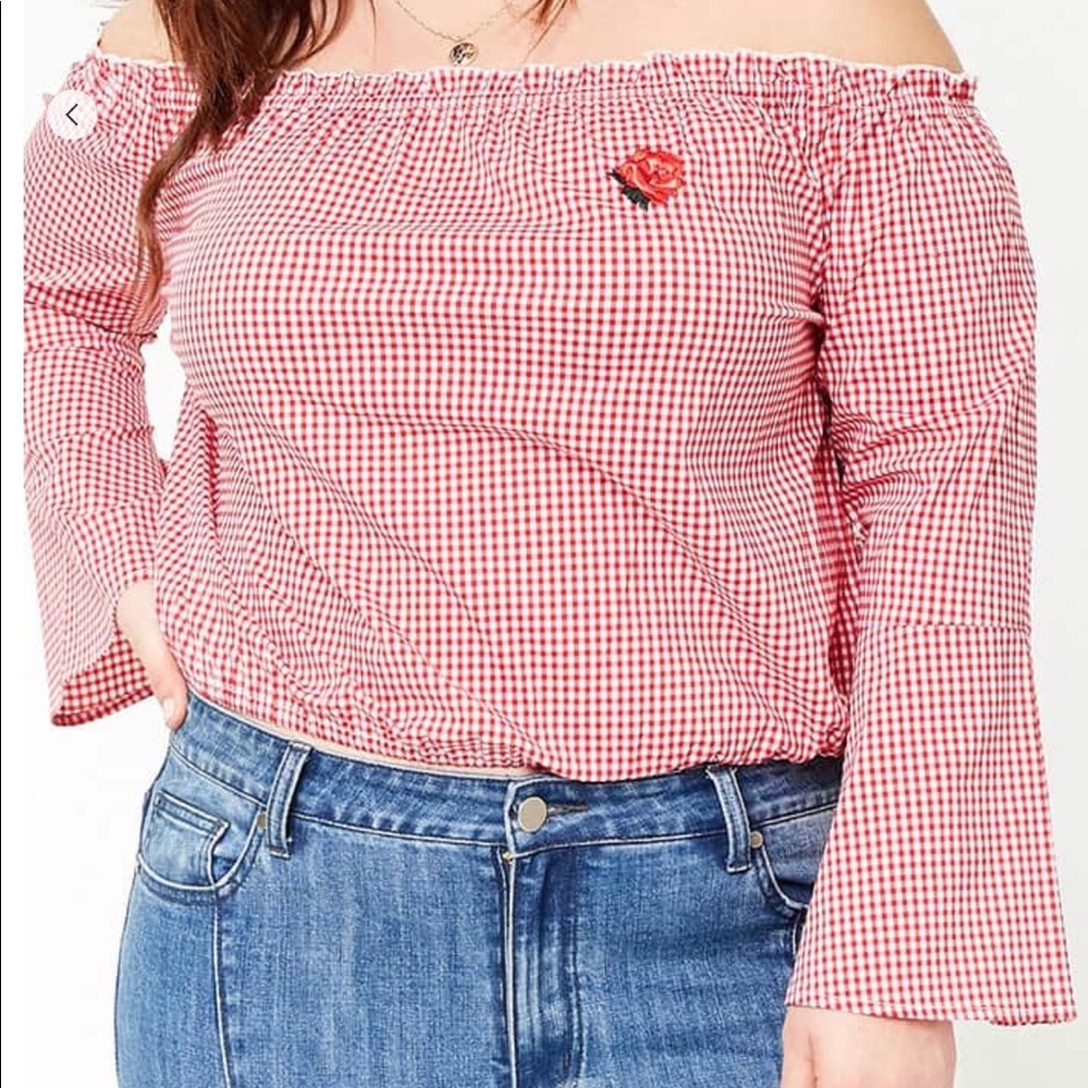 Off Shoulder Bell Sleeve Top - Picture 2 of 7
